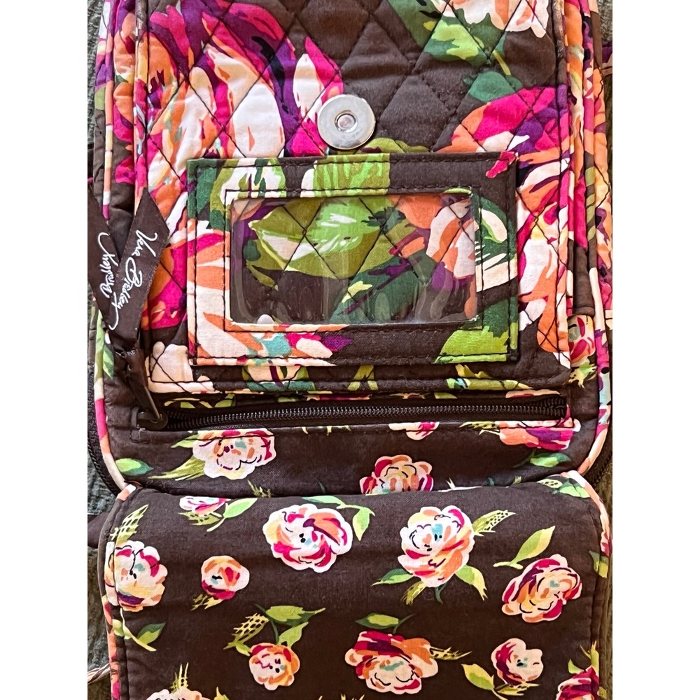 Vera Bradley Crossbody Bag Women One Size Brown Floral Quilted Cotton Boho Purse - Picture 8 of 11